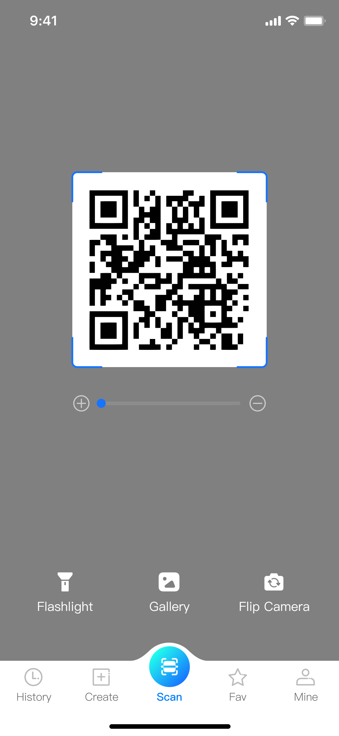 QR code scanning screen